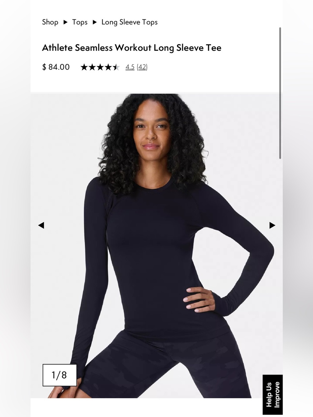 Sweaty Betty black long sleeve crew top